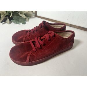 Groundies Urban Barefootwear Sneakers Womens 8 Red Suede Low Top Lace Up Shoes